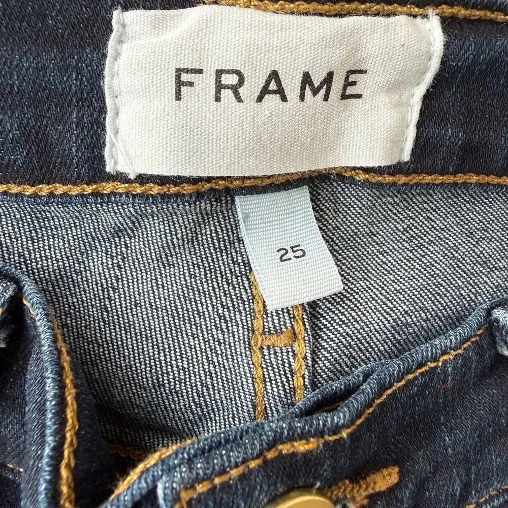 Frame Le Skinny de Jeanne Wellington Stretch Blue Denim Jeans Size 25 Minimal - Picture 3 of 12